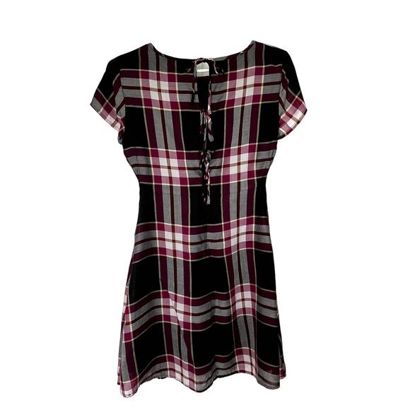 LOFT Women's Petit Mini Dress Short Sleeves Size 00P Plaid - Picture 3 of 10